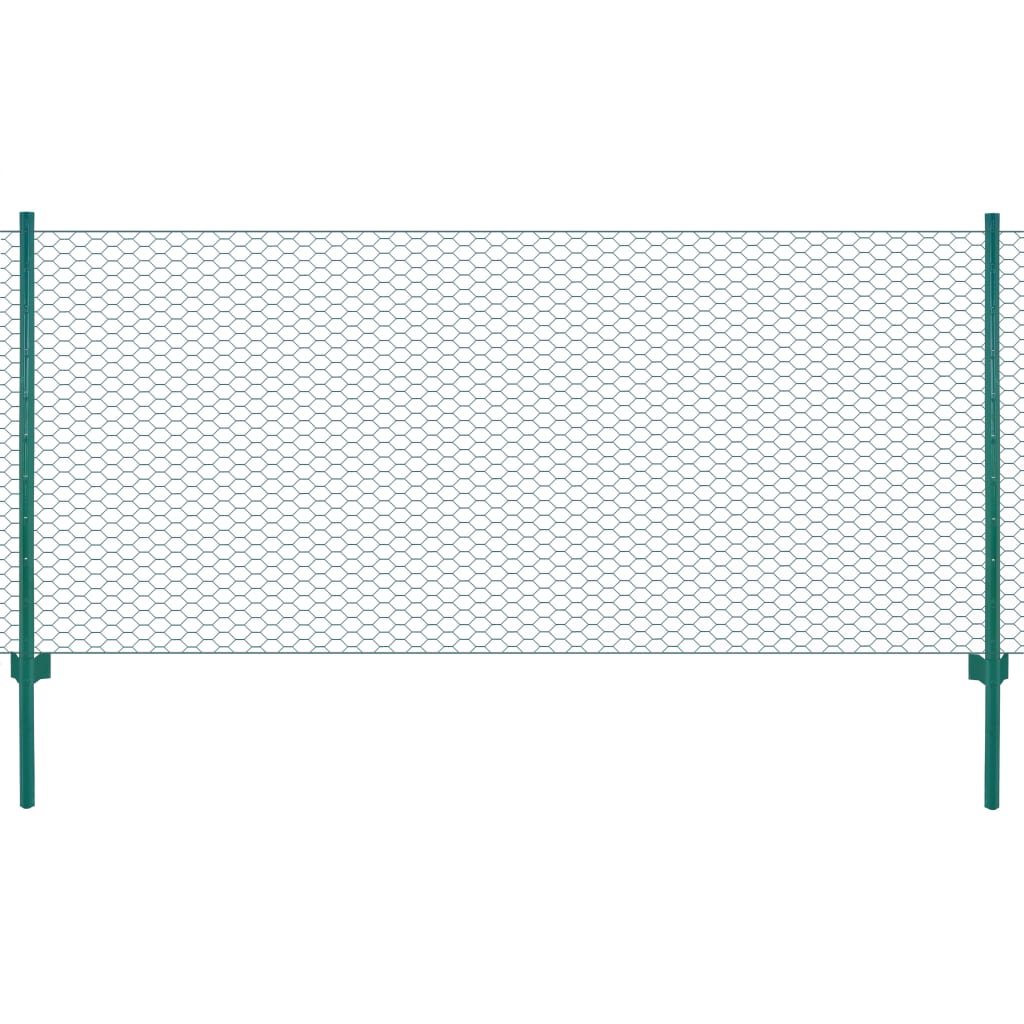 Vidaxl draadgaashek met palen 25x0,75 m staal groen