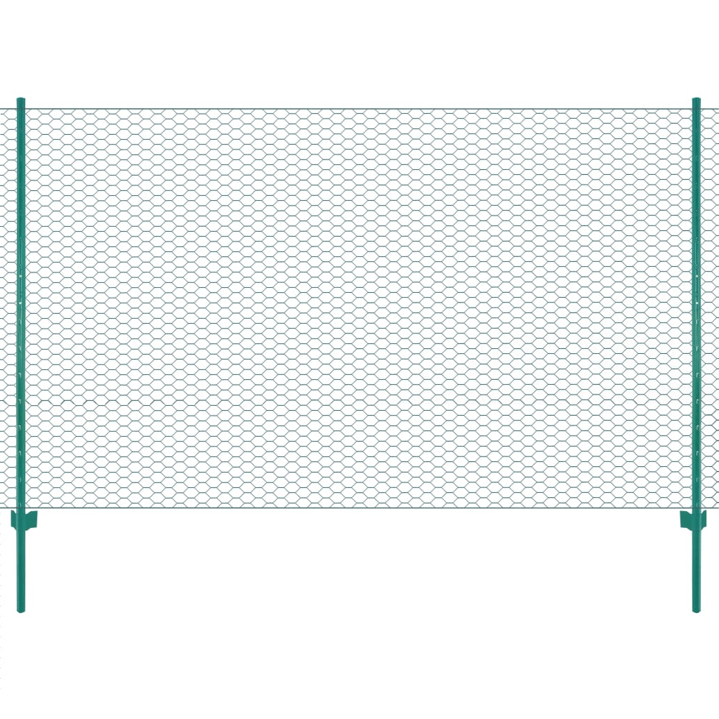 VidaXL Draadgaashek met palen 25x2 m staal groen
