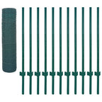 Vidaxl draadgaashek met palen 25x0,5 m staal groen