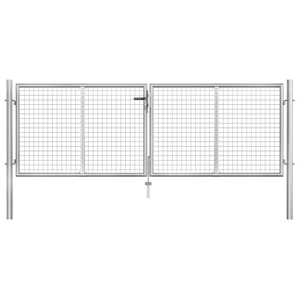 VidaXL Poort 306x125 cm gegalvaniseerd staal zilverkleurig