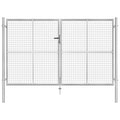 VidaXL Poort 306x200 cm gegalvaniseerd staal zilverkleurig