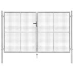 VidaXL Poort 306x200 cm gegalvaniseerd staal zilverkleurig