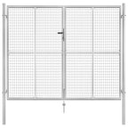 VidaXL Poort 306x250 cm gegalvaniseerd staal zilverkleurig