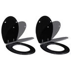 Vidaxl toiletbril met soft-closedeksel 2 st mdf zwart