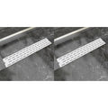 VidaXL Doucheafvoer 2 st rechthoekig lijn 630x140 mm roestvrij staal