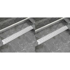 VidaXL Doucheafvoer 2 st rechthoekig lijn 830x140 mm roestvrij staal