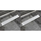 VidaXL Doucheafvoer 2 st rechthoekig golf 730x140 mm roestvrij staal