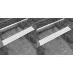 VidaXL Doucheafvoer 2 st rechthoekig bubbel 730x140 mm roestvrij staal