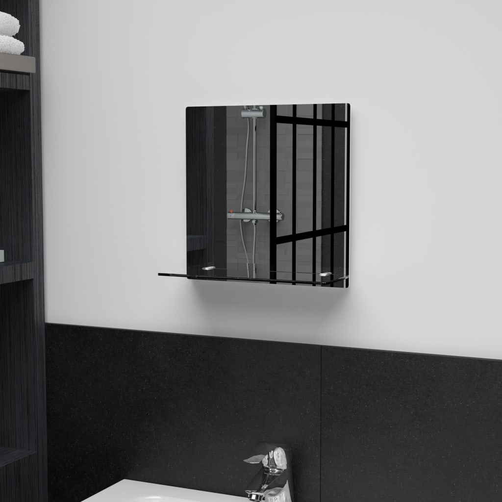 Vidaxl wandspiegel met schap 30x30 cm gehard glas