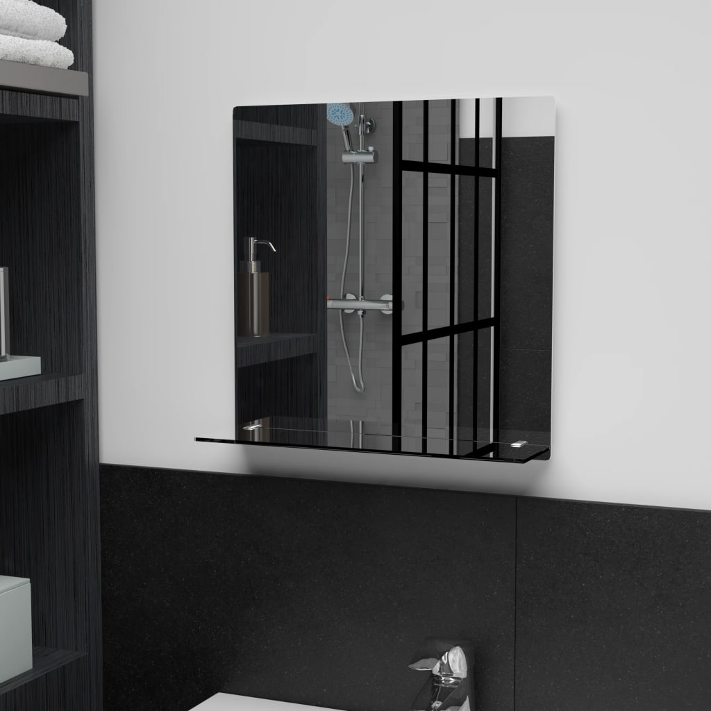 Vidaxl wandspiegel met schap 40x40 cm gehard glas