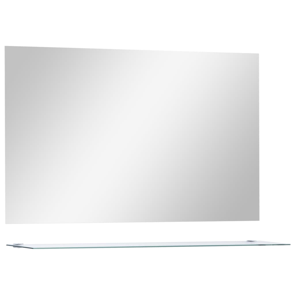 Vidaxl wandspiegel met schap 100x60 cm gehard glas