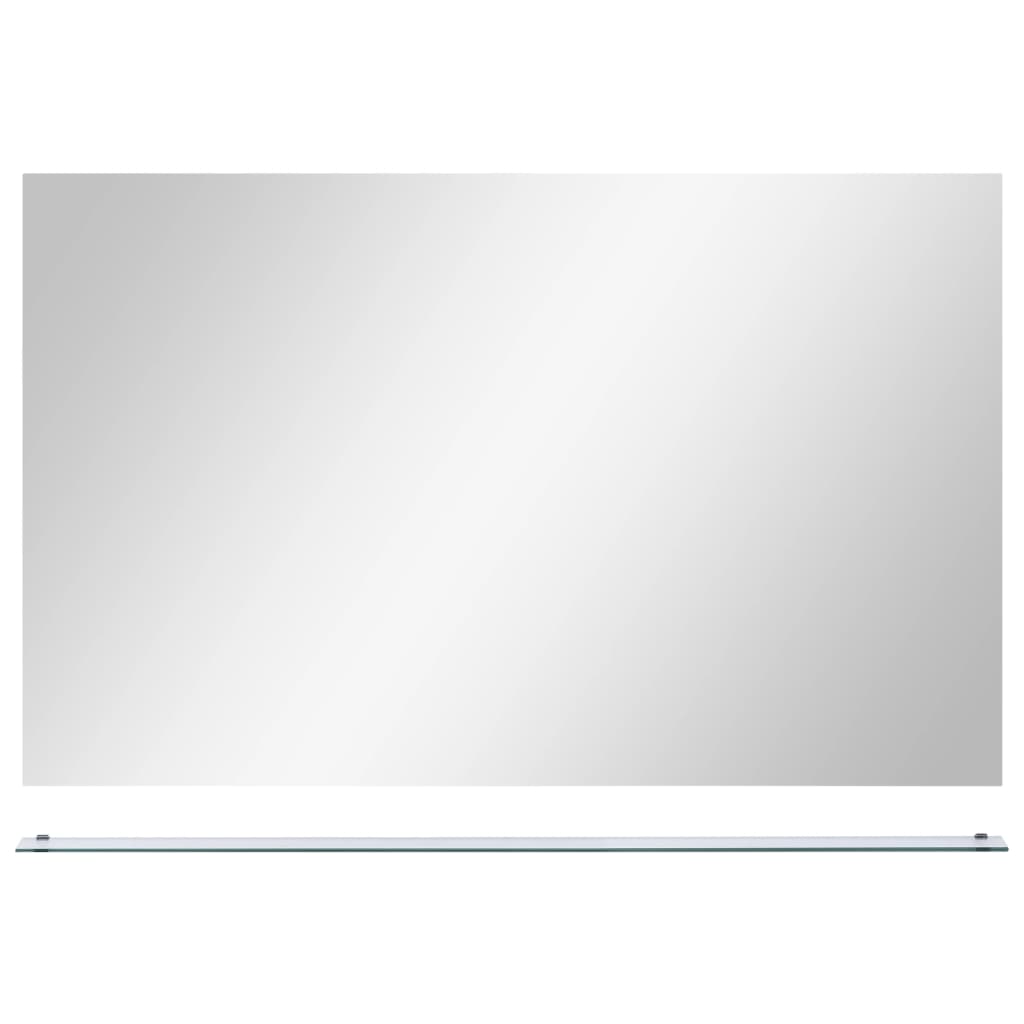 Vidaxl wandspiegel met schap 100x60 cm gehard glas