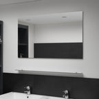 Vidaxl wandspiegel met schap 100x60 cm gehard glas