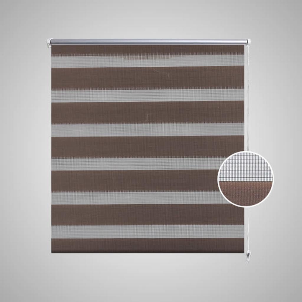 Vidaxl zebra rolgordijn 40,9x100 cm stofbreedte 36,7 cm koffiebruin