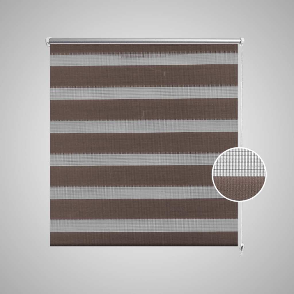 Vidaxl zebra rolgordijn 120,9 x 175 cm stofbreedte 116,7 cm koffiebruin
