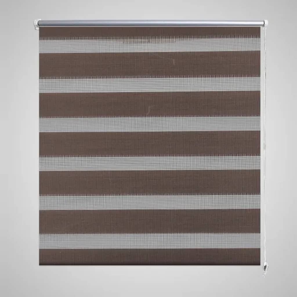 Vidaxl zebra rolgordijn 140,9 x 175 cm stofbreedte 136,7 cm koffiebruin