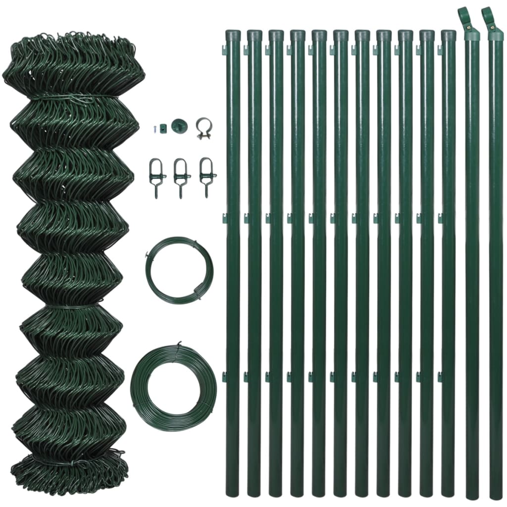 VidaXL Gaashek met palen 0,8x25 m staal groen