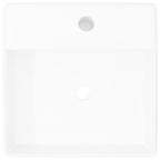 Vidaxl luxe wastafel met overloop en kraangat vierkant keramiek 41x41 cm