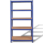 Vidaxl opbergrek 5-laags staal en bewerkt hout blauw