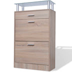 Vidaxl schoenenkast met lade en glazen bovenschap eiken-look