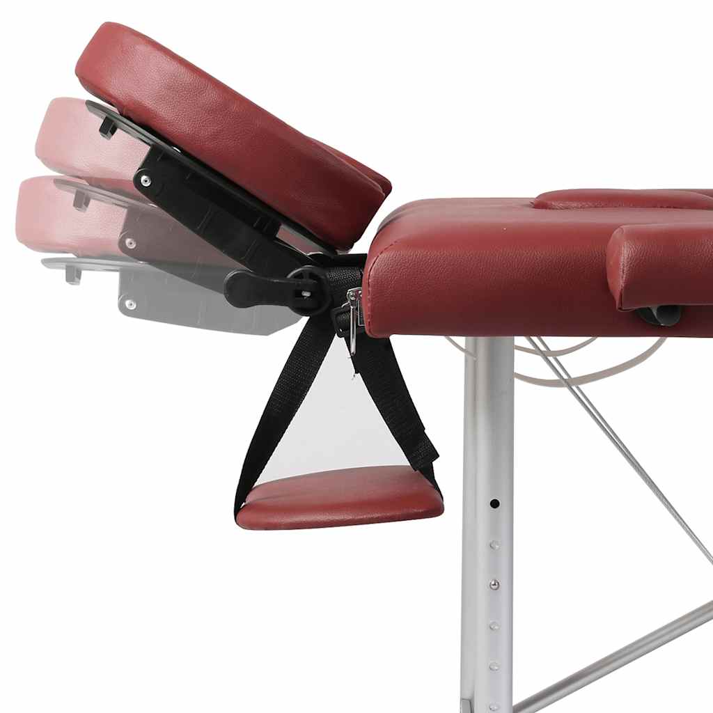 Vidaxl massagetafel met 2 zones inklapbaar aluminum frame rood