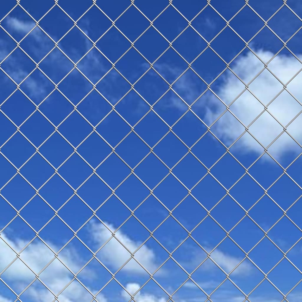 VidaXL Gaashek met palen 25x0,8 m gegalvaniseerd staal zilverkleurig
