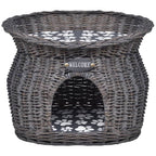 Vidaxl kattenbed huis krabpaal met kussen wilgen