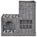 Vidaxl kattenbed huis kasteel met kussen wilgen