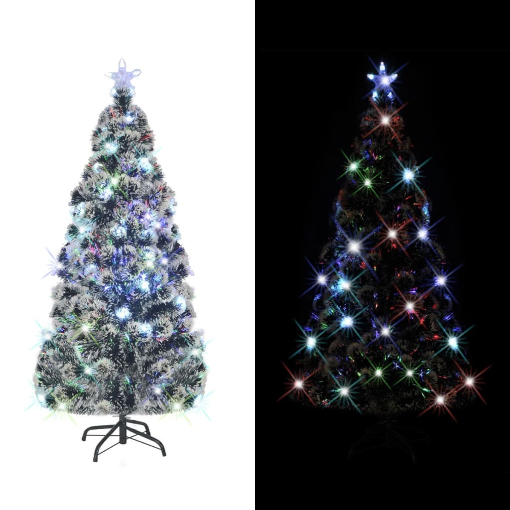Vidaxl voorverlichte kerstboom met standaard en led 210 cm glasvezel