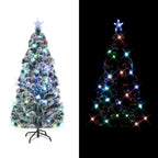 Vidaxl voorverlichte kerstboom met standaard en led 210 cm glasvezel