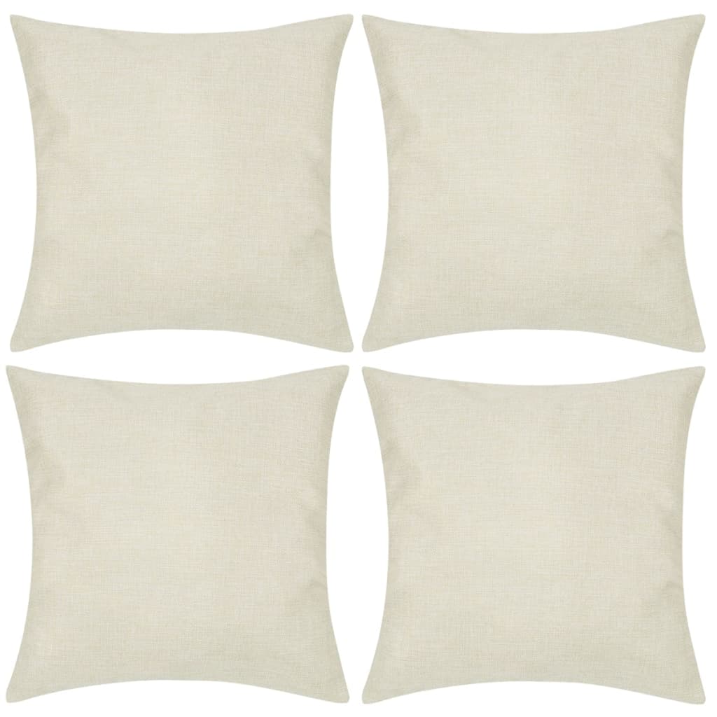 VidaXL Kussenhoezen linnen look 80 x 80 cm beige 4 stuks