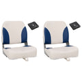 Vidaxl bootstoel 2 set met blauw-witte kussens inklapbaar