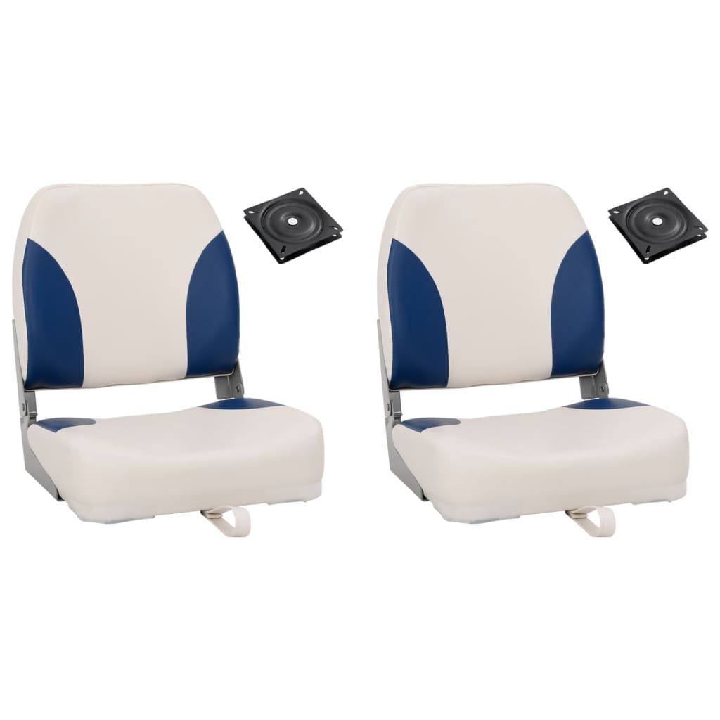 Vidaxl bootstoel 2 set met blauw-witte kussens inklapbaar