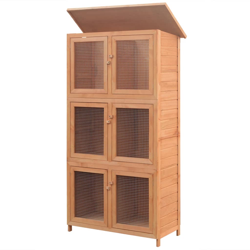 Vidaxl dierenhok 6 kamers hout