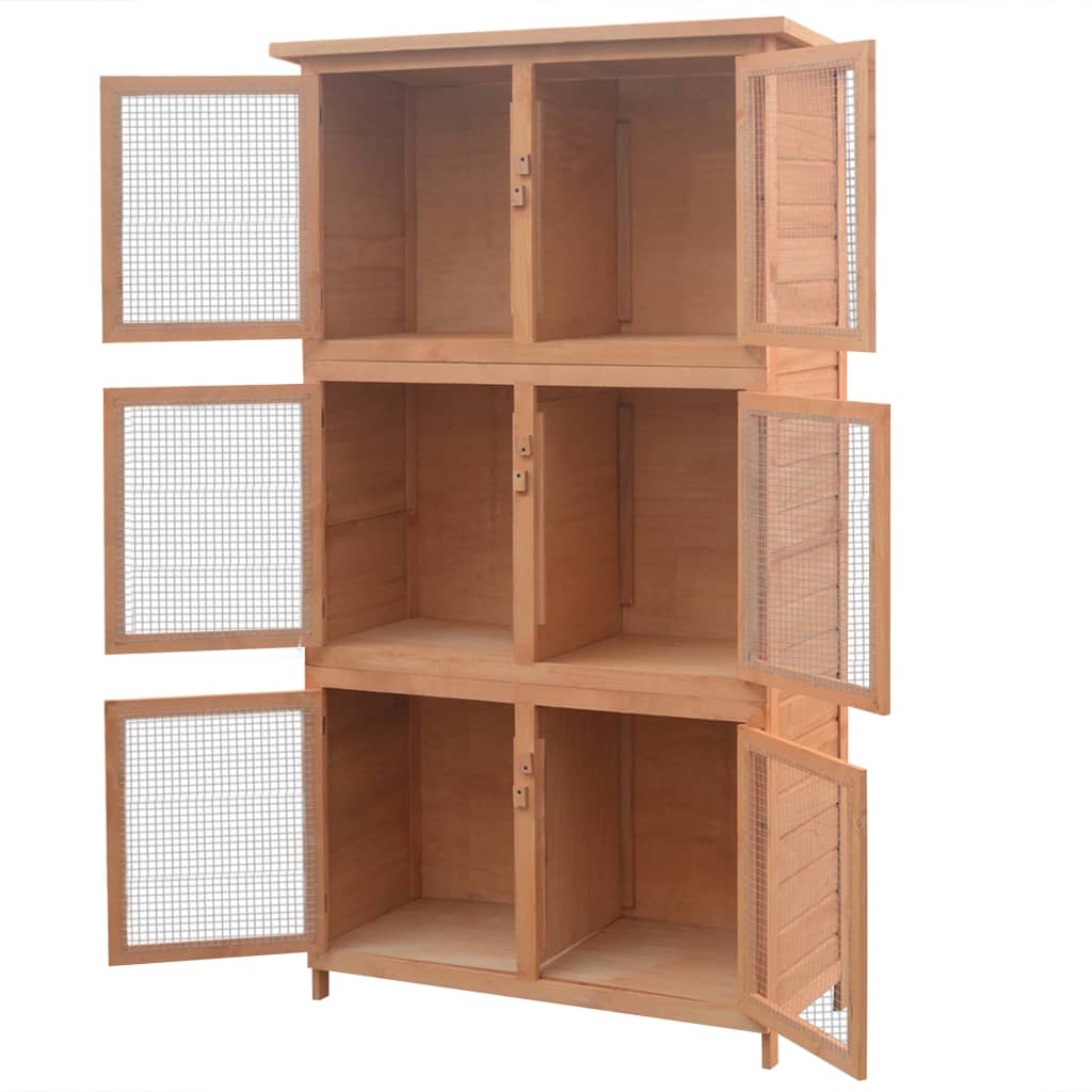 Vidaxl dierenhok 6 kamers hout