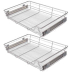 Vidaxl draadmanden uittrekbaar 2 st 800 mm zilverkleurig