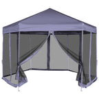 Vidaxl partytent met zijwanden pop-up zeshoekig 3,6x3,1 m donkerblauw