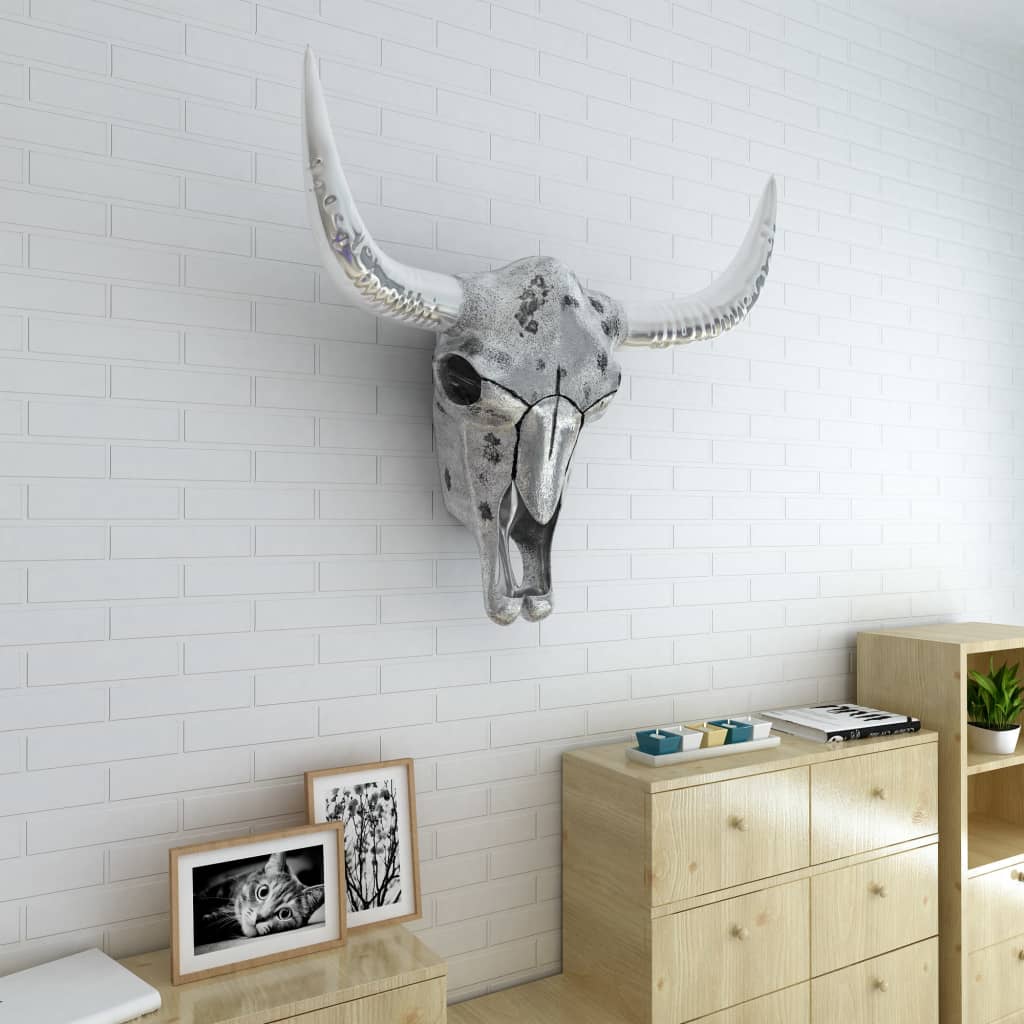 Vidaxl schedel muurdecoratie aluminium zilver
