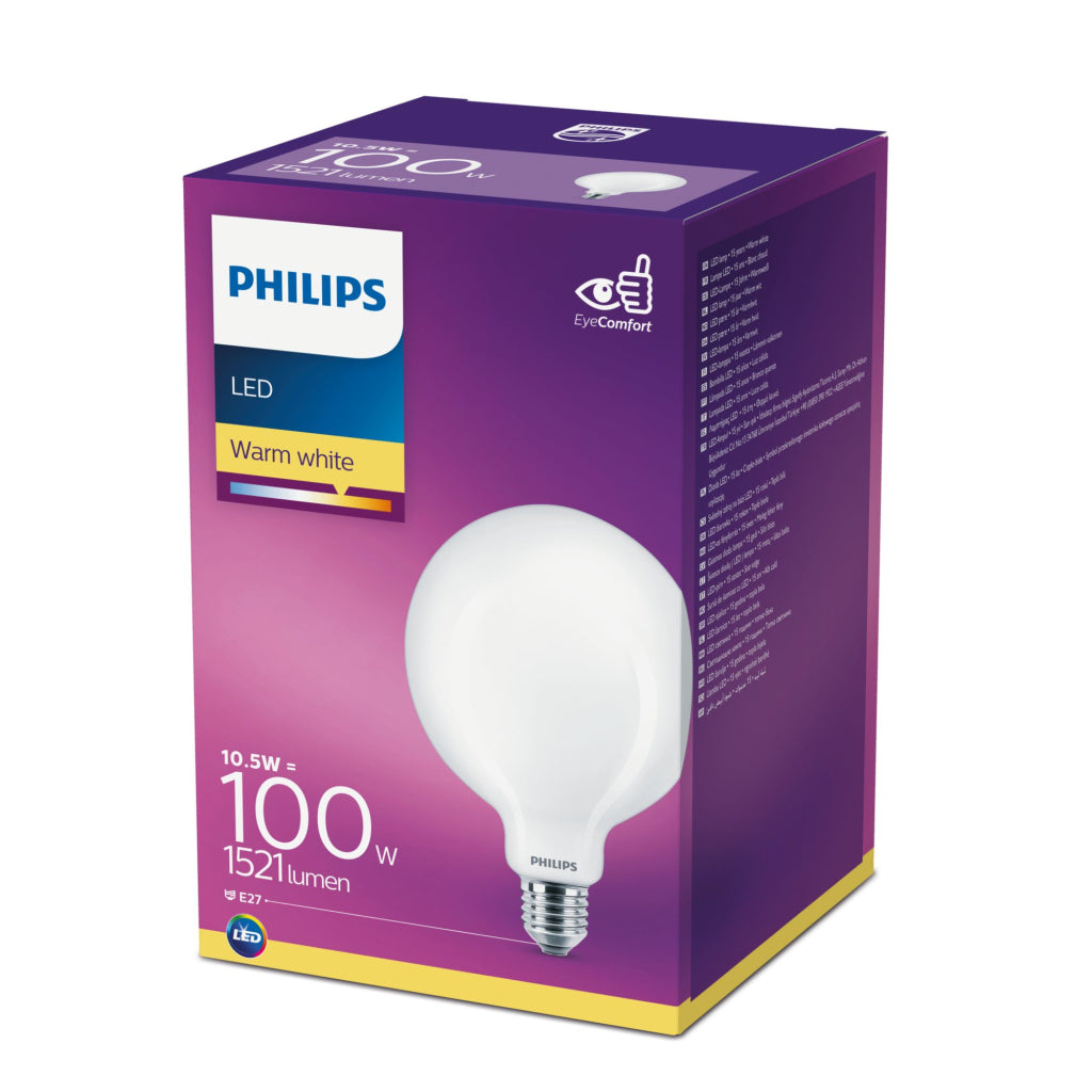 Philips led globe g120 e27 10,5-100w 2700k filament mat - led3828