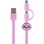 Kangaro k-58191006 dresz 2in1 micro-usb laadkabel + pin lippen roze