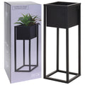 H s collection bloempot op standaard 60 cm metaal zwart