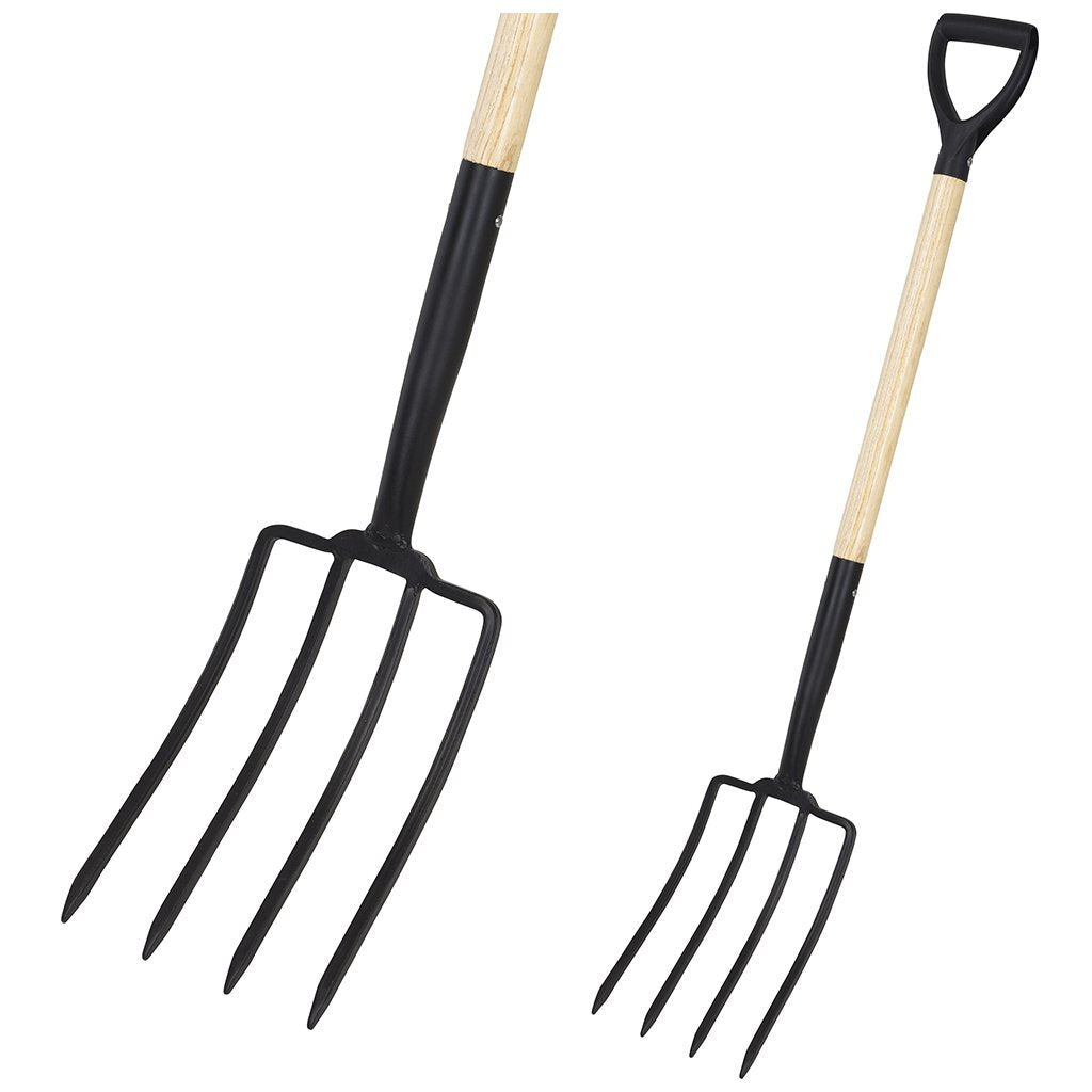 Pro Garden - Garden hooivork met houten steel 115 cm zwart/hout