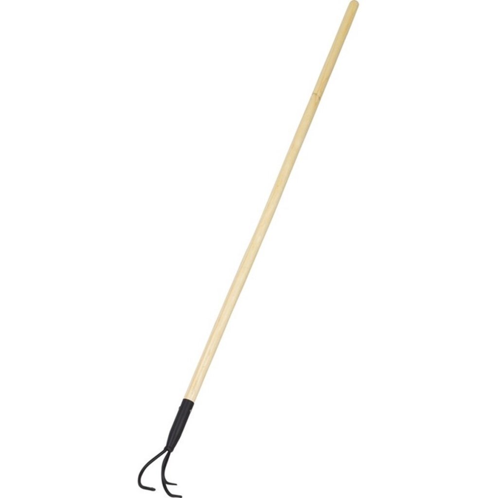 Pro Garden - Garden schoffel 3 tands 148 cm hout/metaal/zwart
