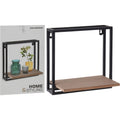 Basic Home Styling Metalen Ophangrek met Houten Plank 25x15x25 cm Zwart Bruin