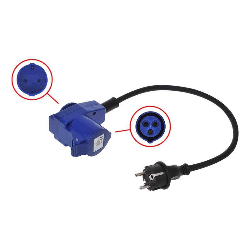 ProPlus - ProPlus verloopkabel 40cm van schuko stekker naar haakse cee contrastekker + schuko stopcontact