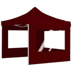 Vidaxl partytent inklapbaar met wanden 3x3 m aluminium wijnrood