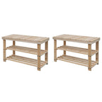 Vidaxl schoenenrekken met bank 2 st massief hout