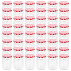 Vidaxl jampotten met wit met rode deksels 48 st 230 ml glas
