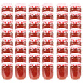 Vidaxl jampotten met wit met rode deksels 48 st 230 ml glas