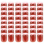 Vidaxl jampotten met wit met rode deksels 48 st 230 ml glas